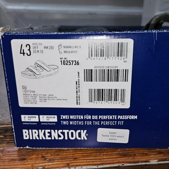 Birkenstock Uji Natural Leather/Felt - Light Gray [Sz 43 | US 10] - Picture 1 of 6